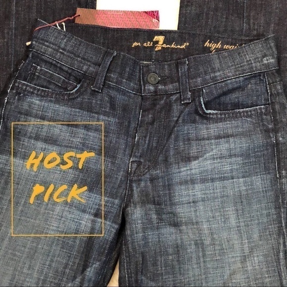 New - Vintage 80's Style 7 For All Mankind High Waist Dark Wash Boot Cut Jeans - Picture 3 of 8